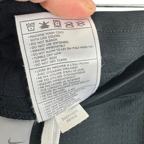 Nike Mesh Black White Blue Stripe Straight Leg Drawstring Athletic Pants Size L - Picture 7 of 7